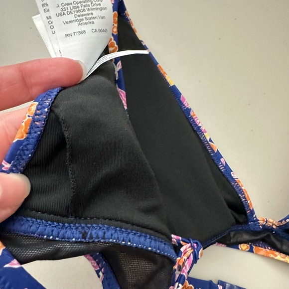 J.Crew Plunge Bikini Top Painted Block Print Plus Size 3X Blue and Navy Floral - Picture 9 of 9